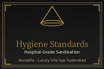 NuruVilla hygiene standards - sanitised private spa suite with fresh linens and sealed single-use oil bottles