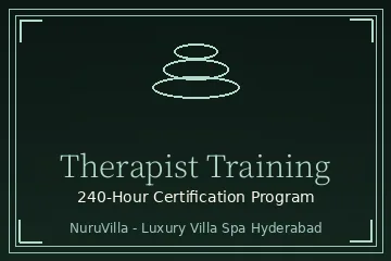 NuruVilla therapist training session at our Hyderabad villa spa with senior therapy lead demonstrating pressure-point techniques